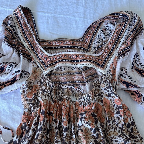 Free People orange paisley Boho Tunic top - Picture 5 of 8